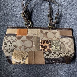 Coach Brown Leather Patchwork Handbag